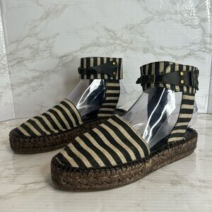 Free People Aurora Striped Linen Espadrille Flats Sandals size 8.5